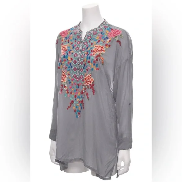 Johnny Was Collection Armor Gemstone Embroidered Blouse – Size Large - Picture 4 of 8